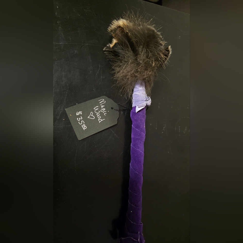 Purple Suede And Turkey Feather Magic Wand